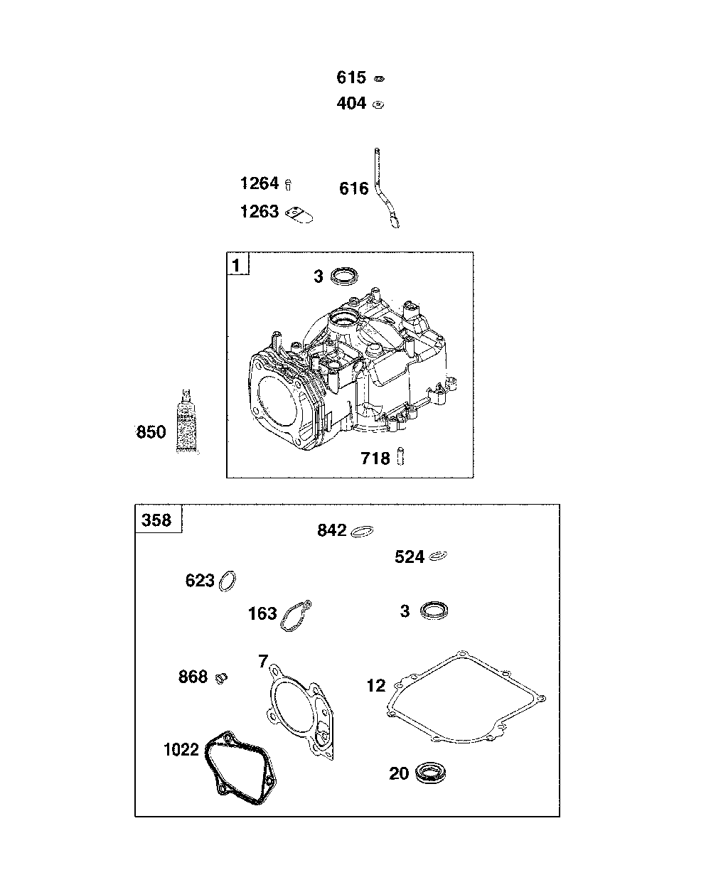 Cylinder Diagram and Parts List for CMXGMAM1125501  Craftsman Lawn Mower