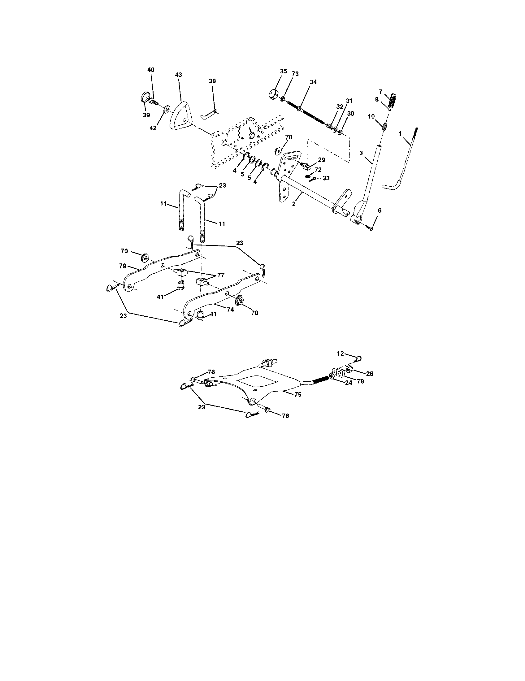 Lift Diagram and Parts List for 917276012  Craftsman Lawn Tractor