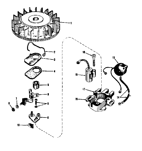 Magneto (phelon F-3220-g) Diagram and Parts List for 14336250  Craftsman Engine