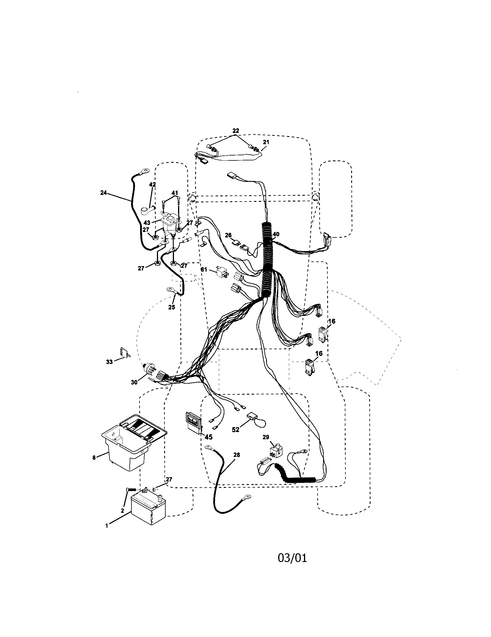 Electrical Diagram and Parts List for 917272055  Craftsman Lawn Tractor