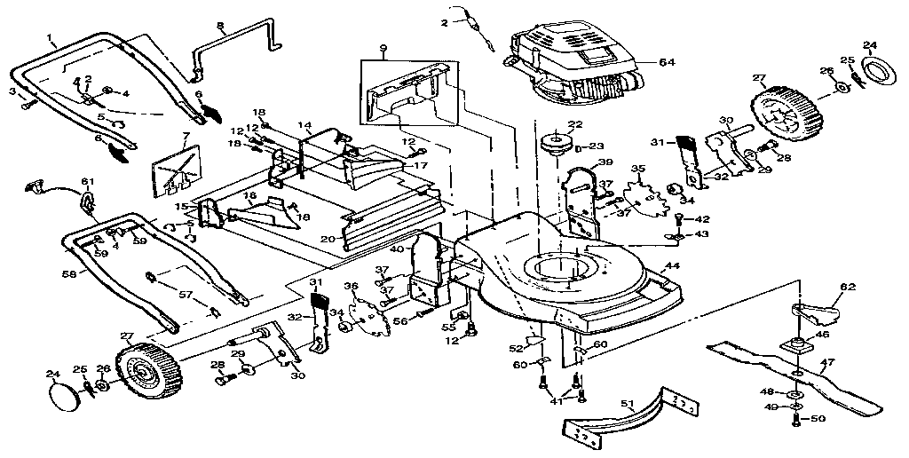 Main Frame Diagram and Parts List for 917373581  Craftsman Lawn Mower