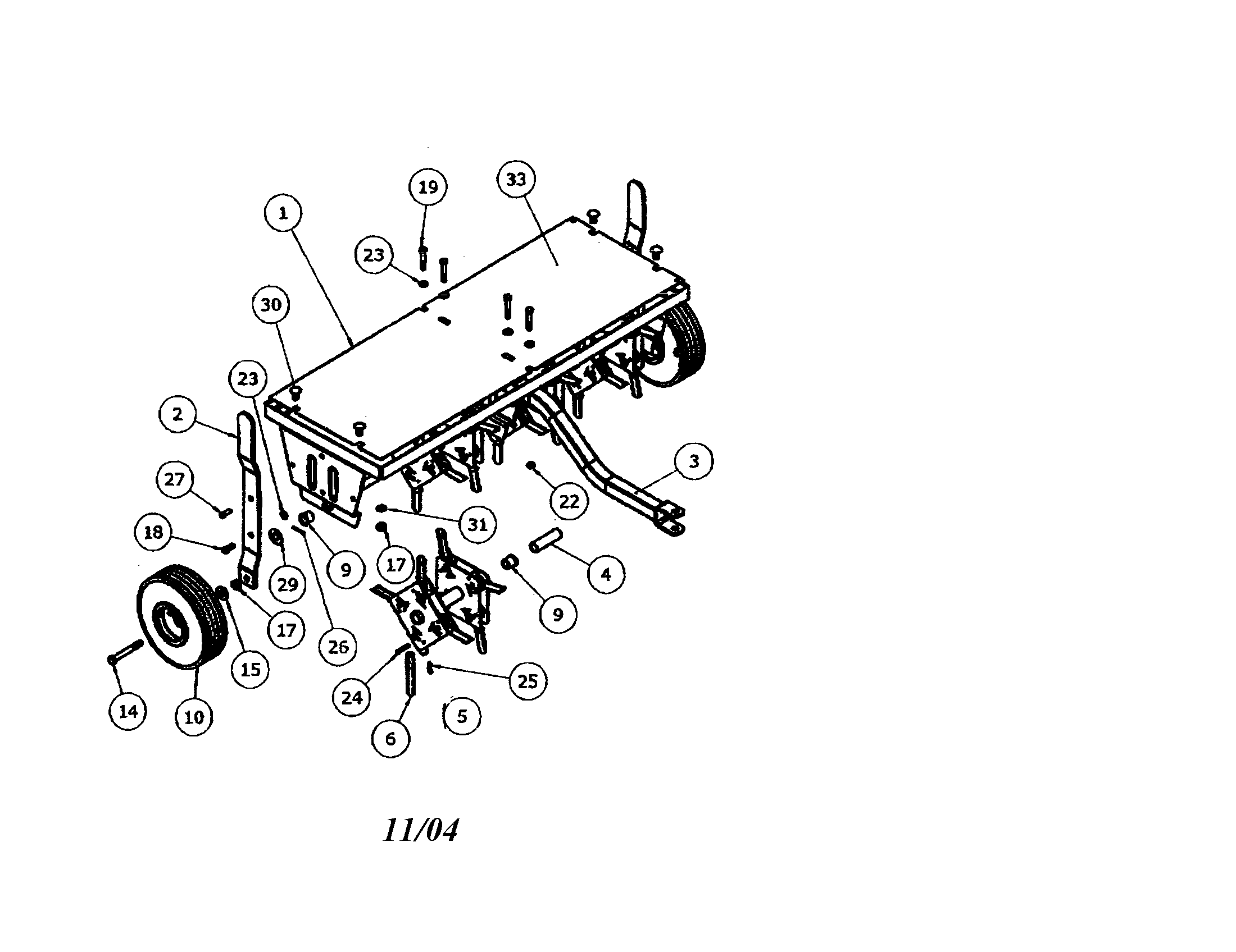 Lawn Aerator Diagram and Parts List for 610243280  Craftsman Lawn Tractor