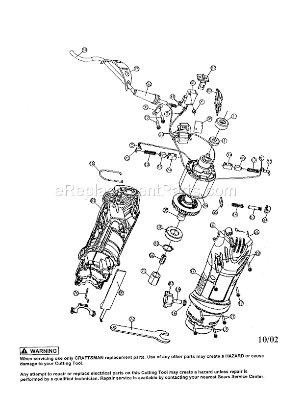 Main Unit Diagram and Parts List for 183172520  Craftsman Router