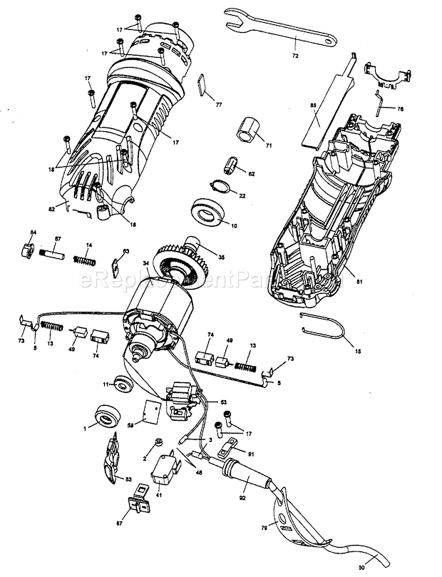 Main Unit Diagram and Parts List for 183172530  Craftsman Multi-Tool