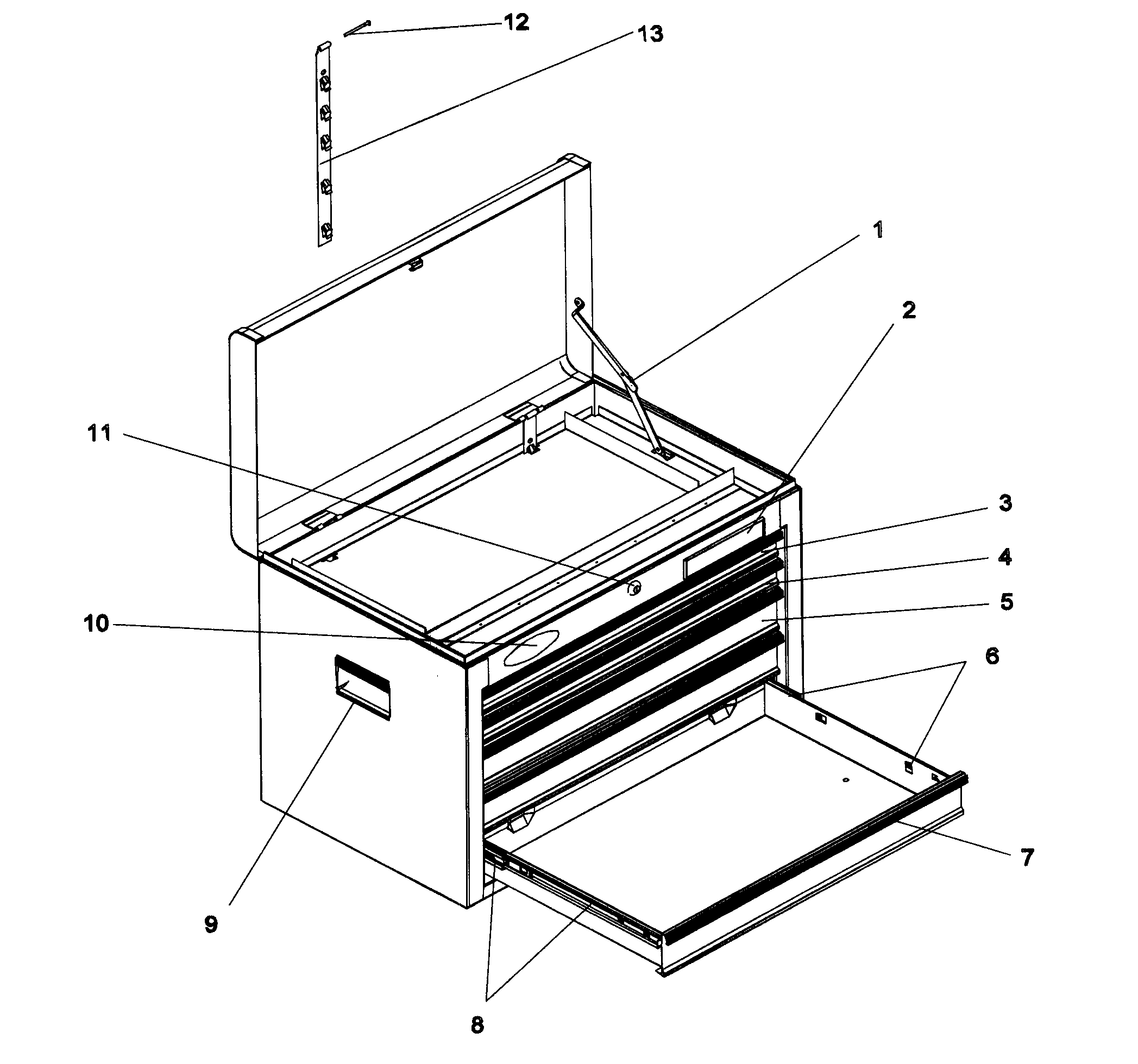 Tool Chest Diagram and Parts List for 706825390  Craftsman Tool Stand & Cart