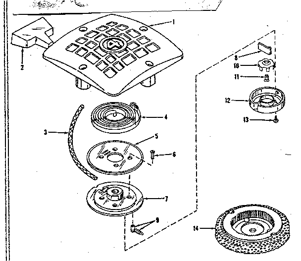 Rewind Starter Diagram and Parts List for 14364000  Craftsman Engine