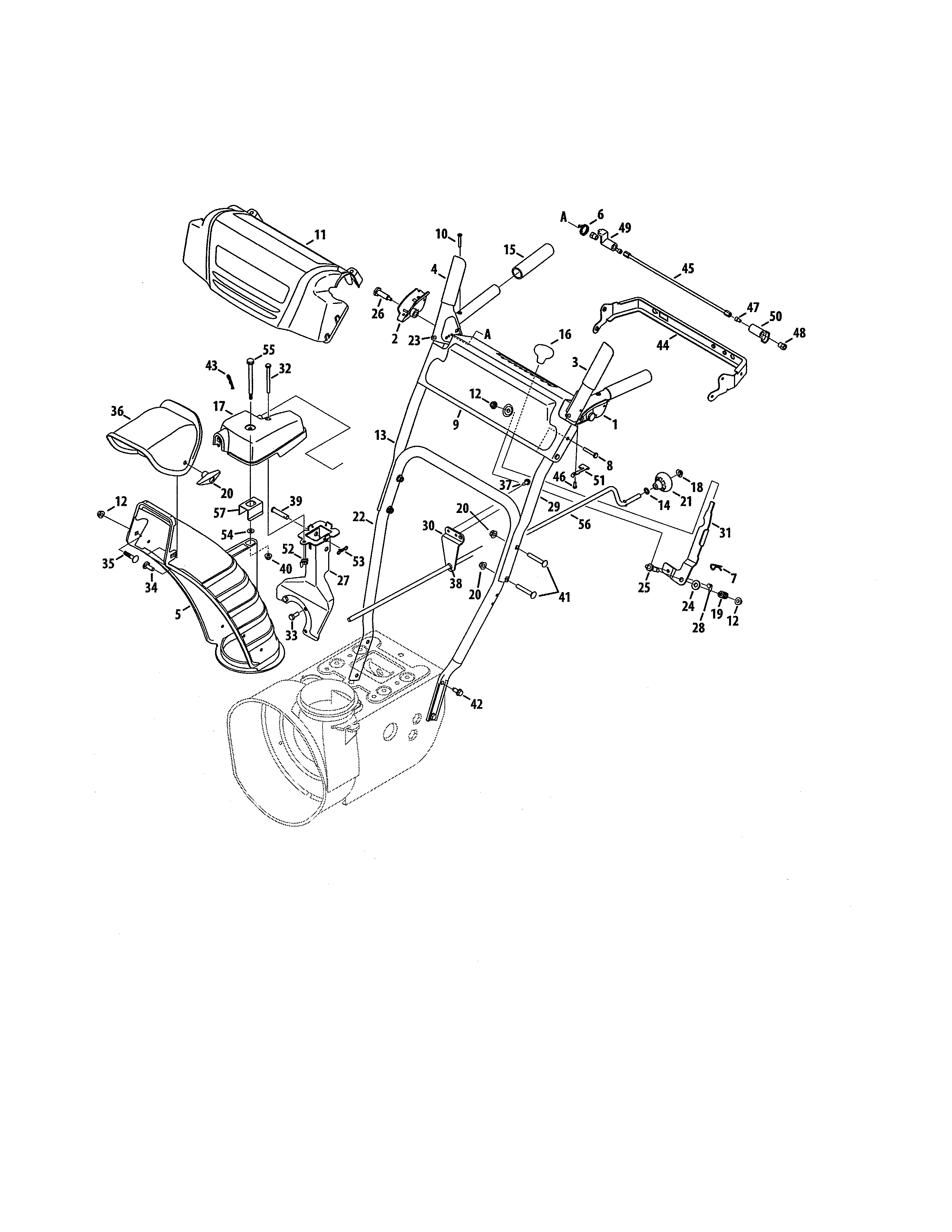 Handles/chute Diagram and Parts List for 247881733  Craftsman Snow Blower