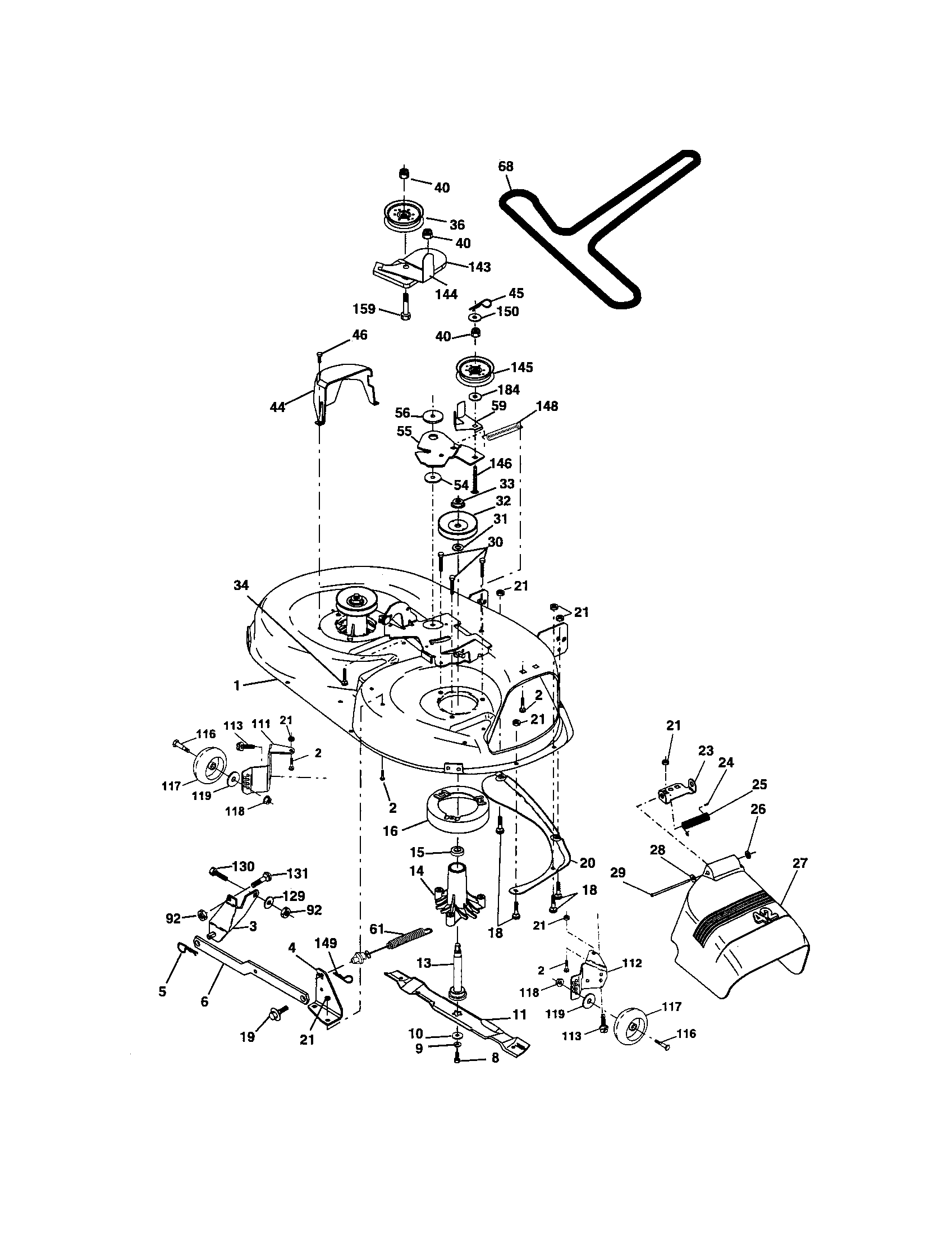 Mower Deck Diagram and Parts List for 917275640  Craftsman Lawn Tractor
