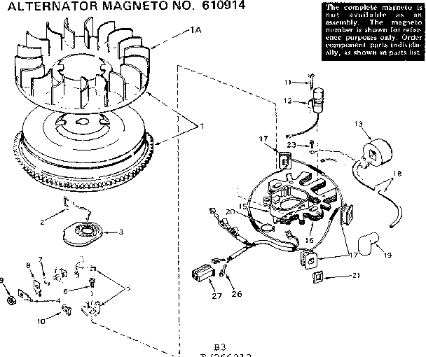 Alternator Magneto Diagram and Parts List for 143266212  Craftsman Engine