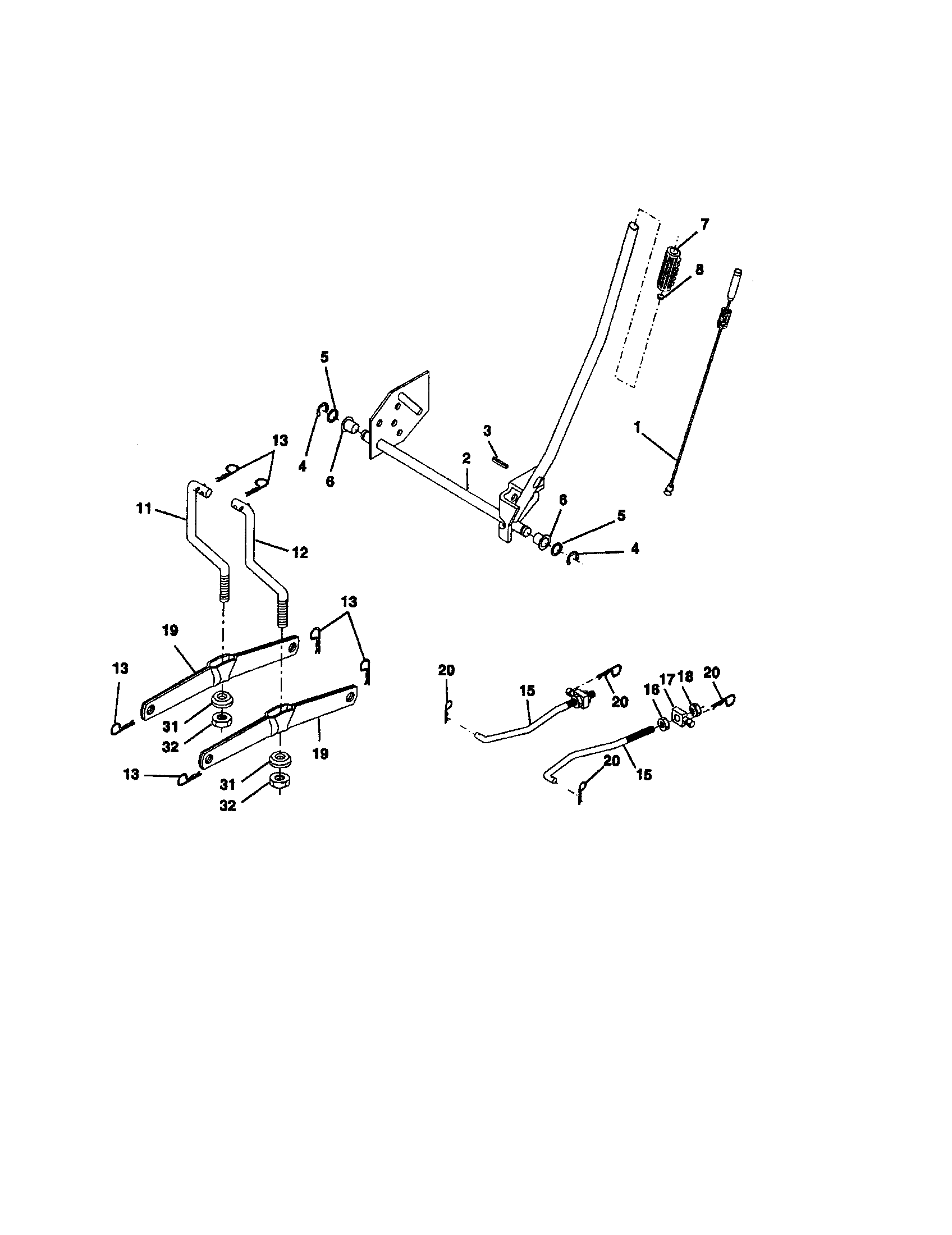 Lift Assembly Diagram and Parts List for 917273381  Craftsman Lawn Tractor