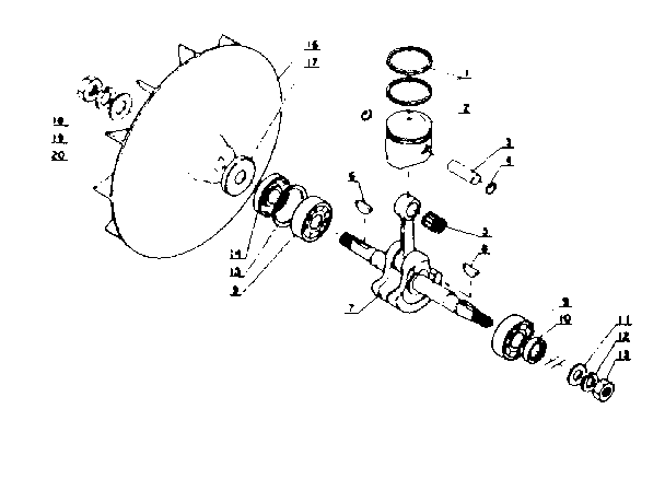 Crankshaft, Piston Diagram and Parts List for PB-202  Craftsman Leaf Blower / Vacuum