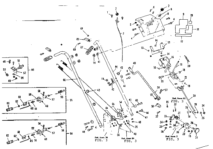 Handle Assembly Diagram and Parts List for 536906300  Craftsman Snow Blower