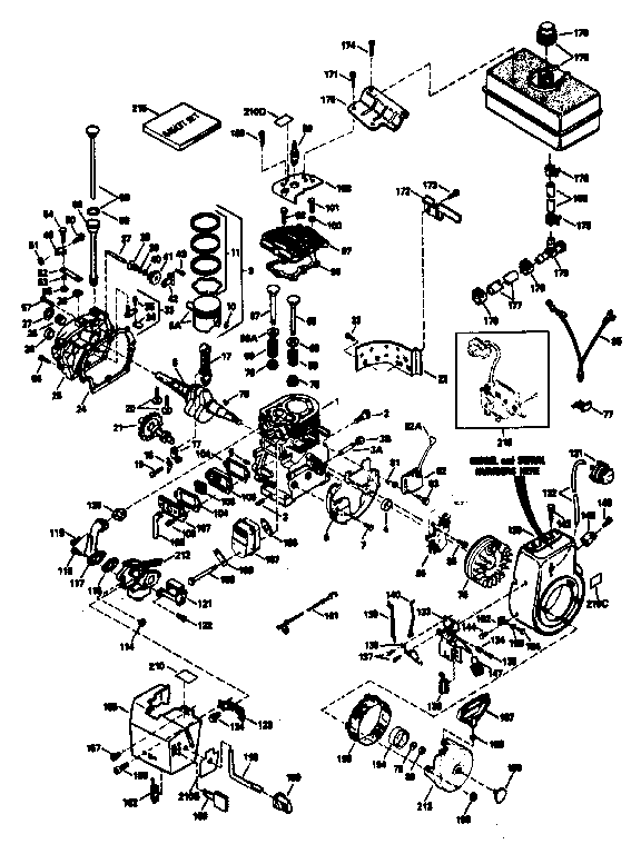 Engine Diagram and Parts List for 143766152  Craftsman Engine