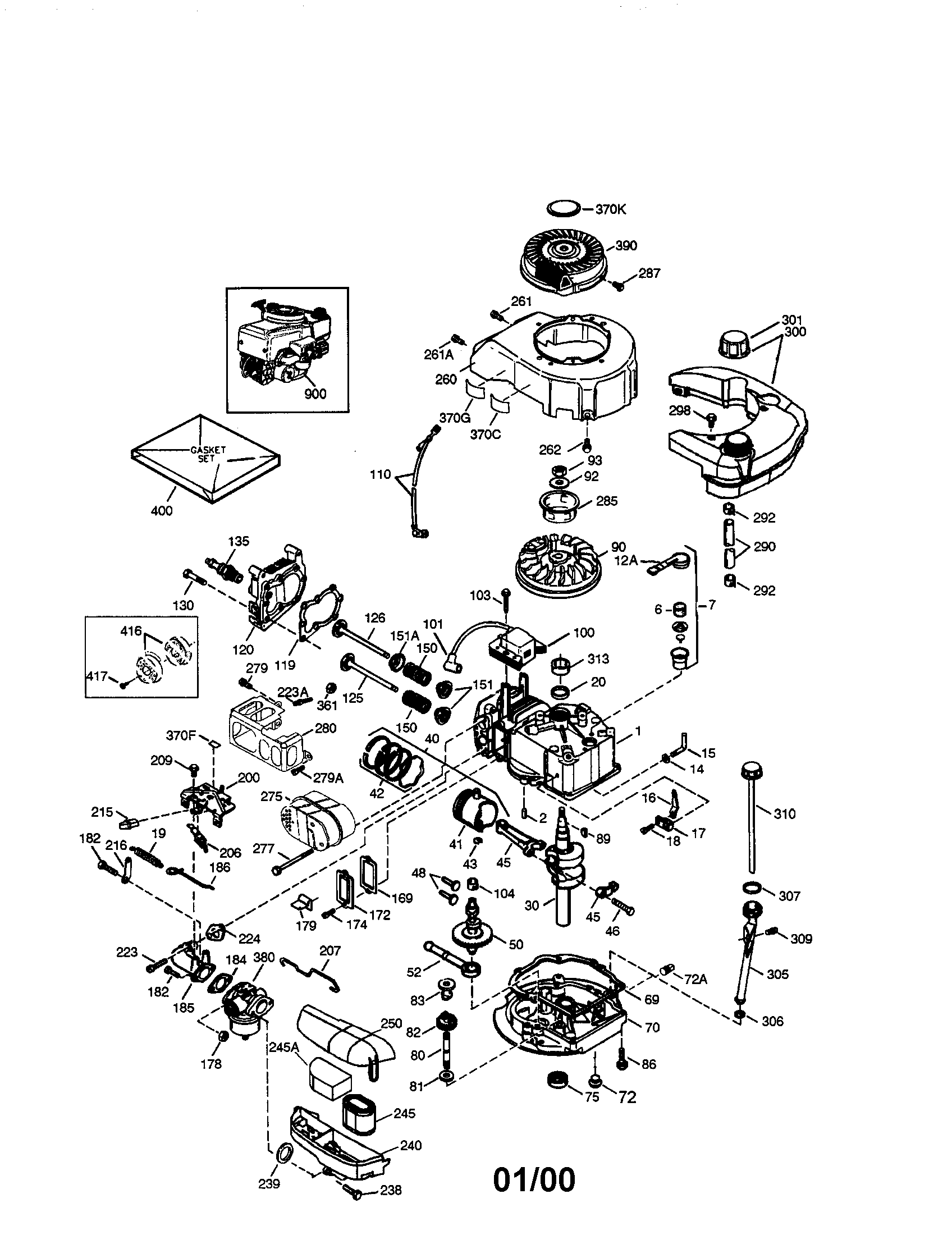 Engine Diagram and Parts List for 143006204  Craftsman Engine