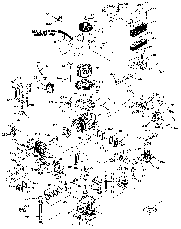 Replacement Parts Diagram and Parts List for 143436142  Craftsman Engine