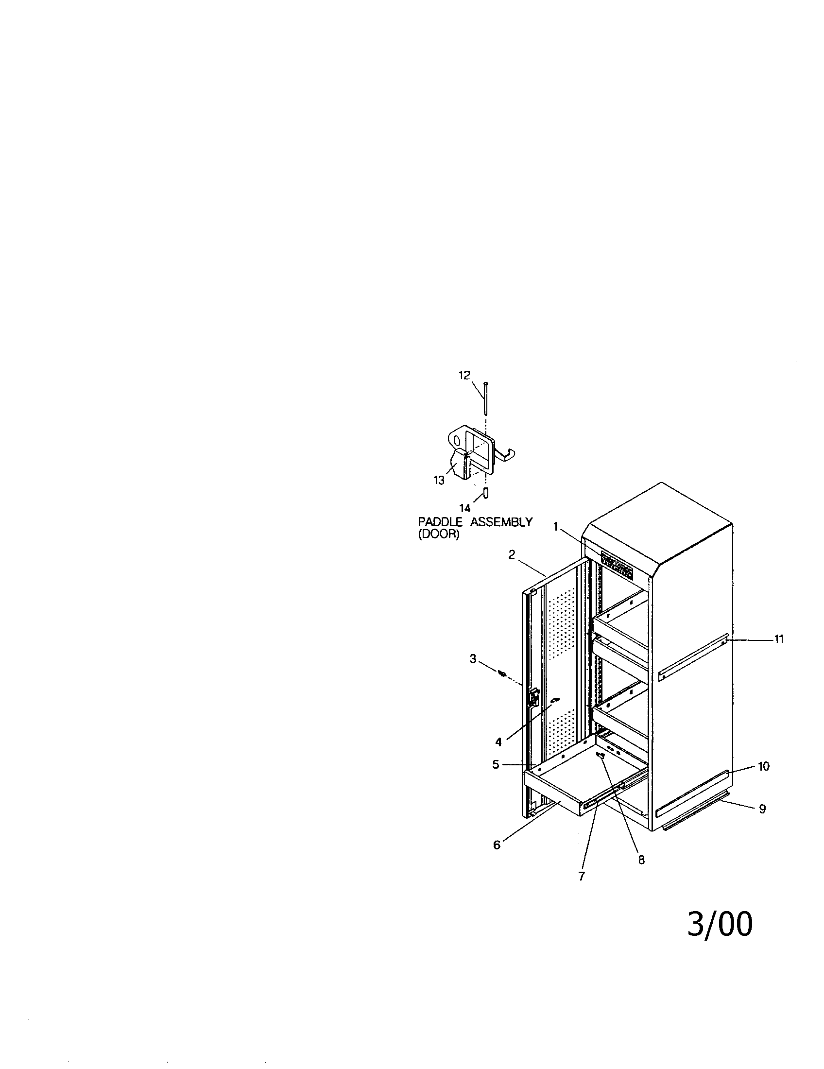 Full Length Side Cabinet Diagram and Parts List for 706655090  Craftsman Tool Stand & Cart
