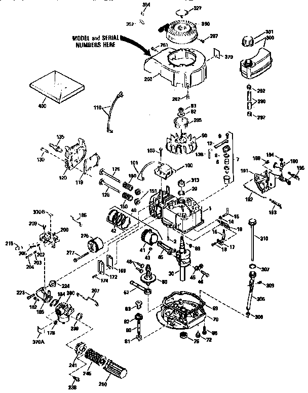 Replacement Parts Diagram and Parts List for 143944002  Craftsman Engine