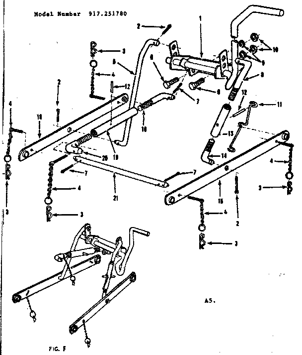 Replacement Parts Diagram and Parts List for 917251780  Craftsman Lawn Tractor