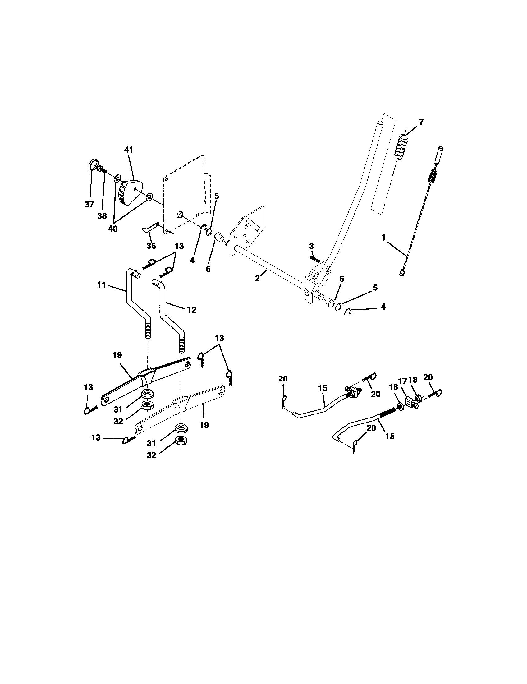 Lift Assembly Diagram and Parts List for 917275660  Craftsman Lawn Tractor