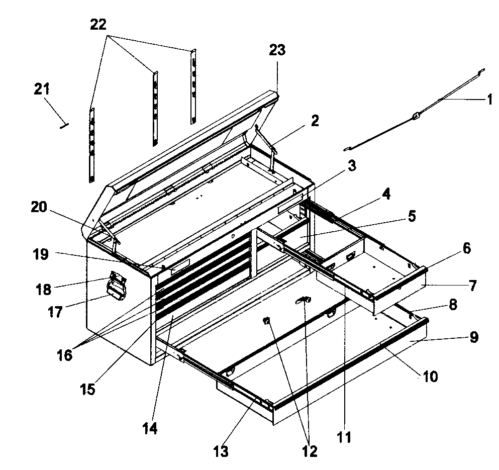 Tool Chest Diagram and Parts List for 706596213  Craftsman Tool Stand & Cart