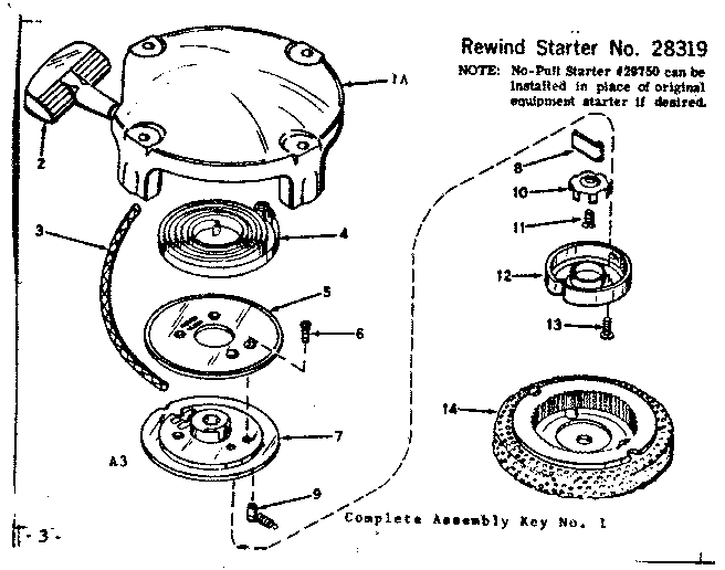Rewind Starter Diagram and Parts List for 143546052  Craftsman Engine