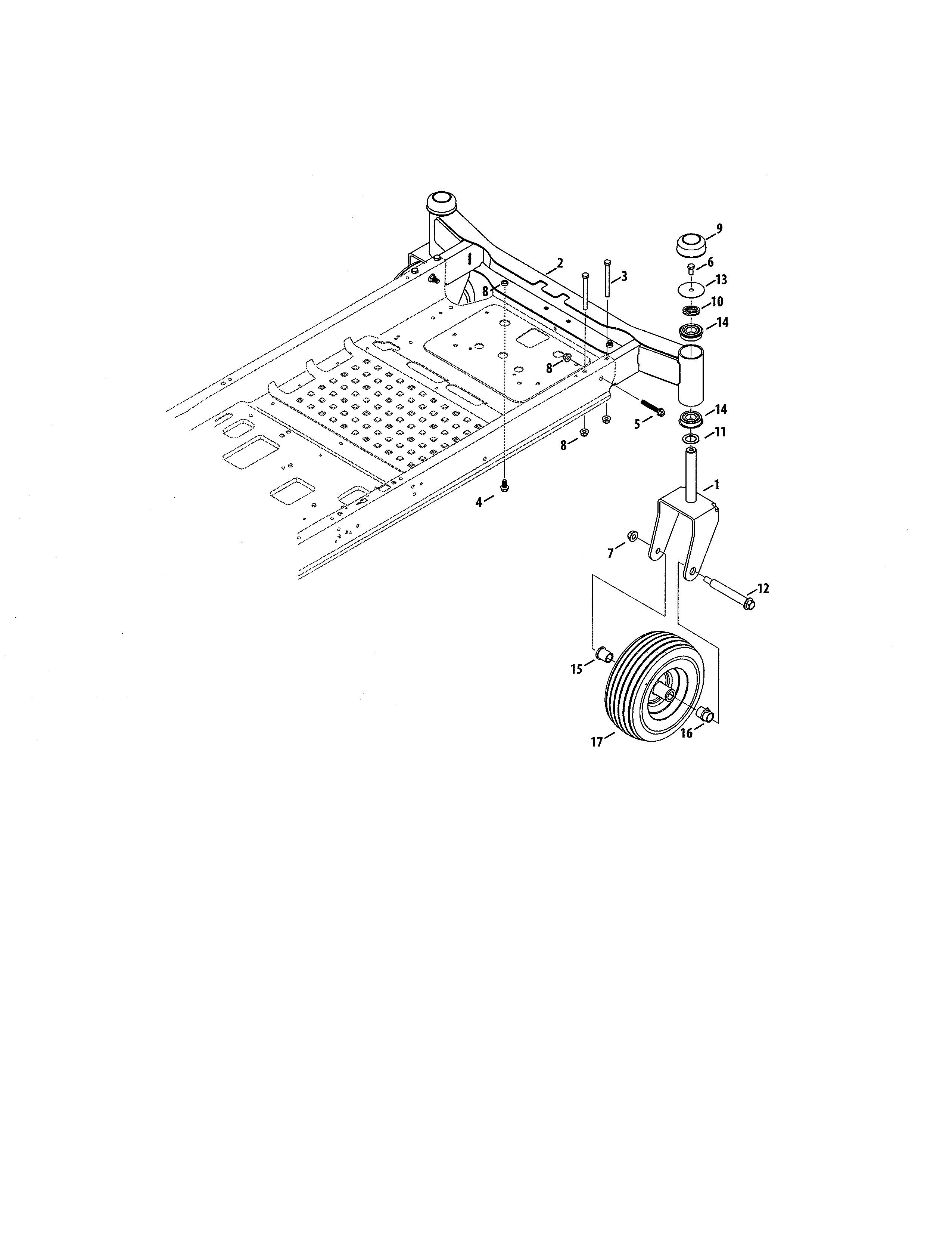 Wheel Assembly Diagram and Parts List for 247204111  Craftsman Engine