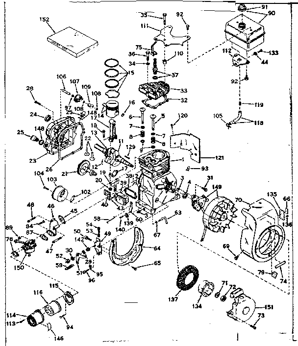 Basic Engine Diagram and Parts List for 143611072  Craftsman Engine