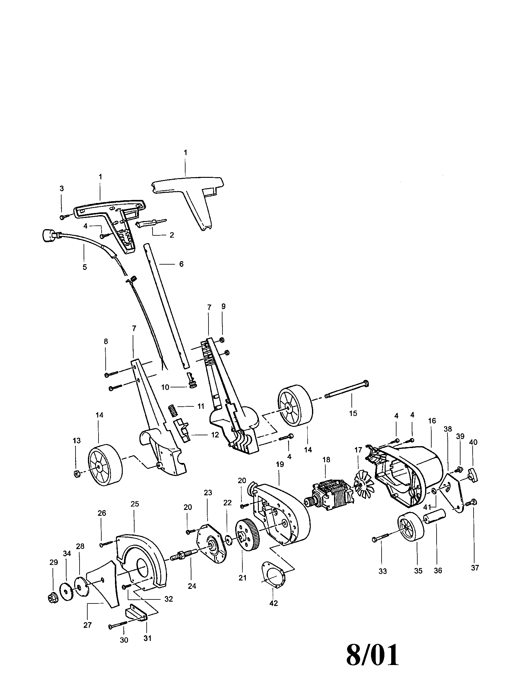 Edger Diagram and Parts List for 358796500  Craftsman Edger