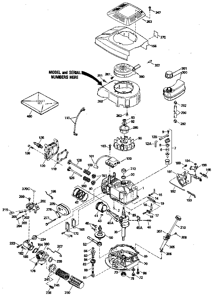 Replacement Parts Diagram and Parts List for 143414402  Craftsman Engine