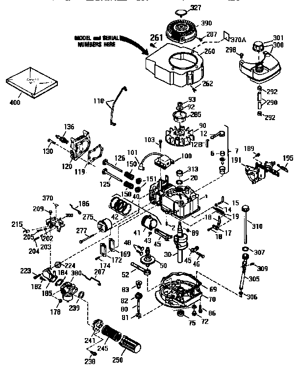 Replacement Parts Diagram and Parts List for 143953800  Craftsman Engine