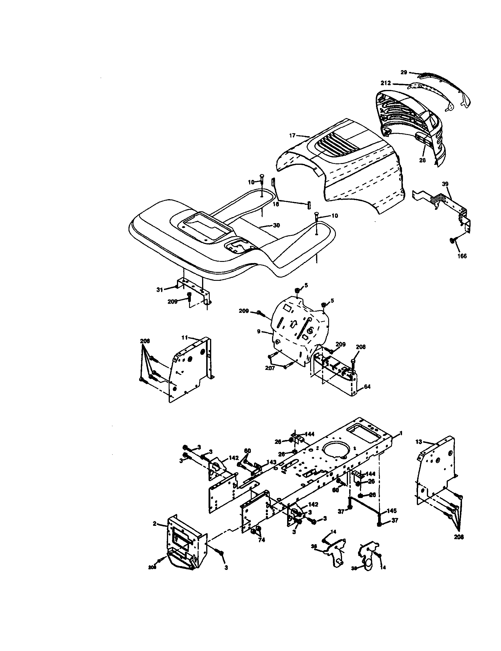 Chassis And Enclosures Diagram and Parts List for 917272672  Craftsman Lawn Tractor