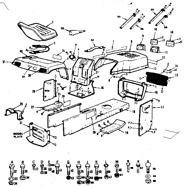 Enclosures Diagram and Parts List for 917252654  Craftsman Lawn Tractor