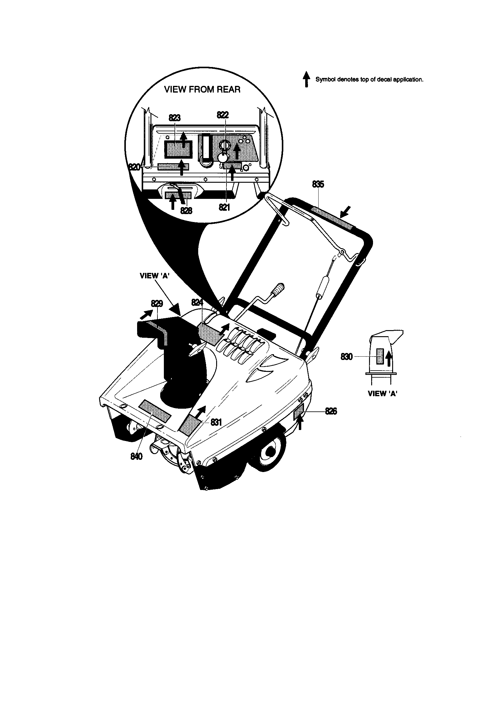 Decals Diagram and Parts List for C950-52735-0  Craftsman Snow Blower