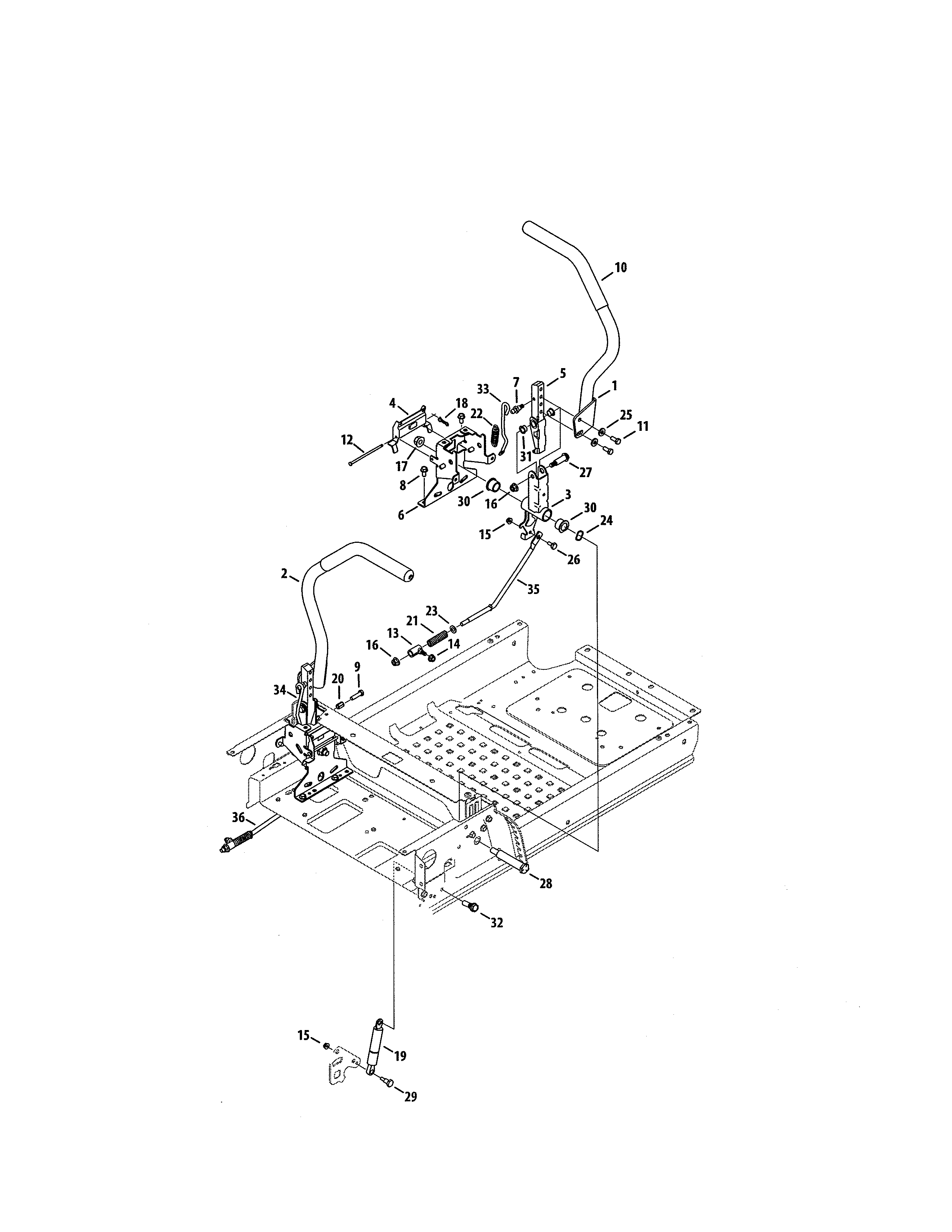 Lapbar Levers Diagram and Parts List for 247270500  Craftsman Engine
