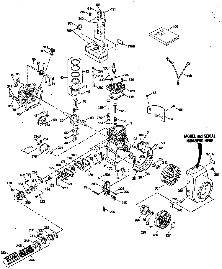 Replacement Parts Diagram and Parts List for 143804112  Craftsman Engine