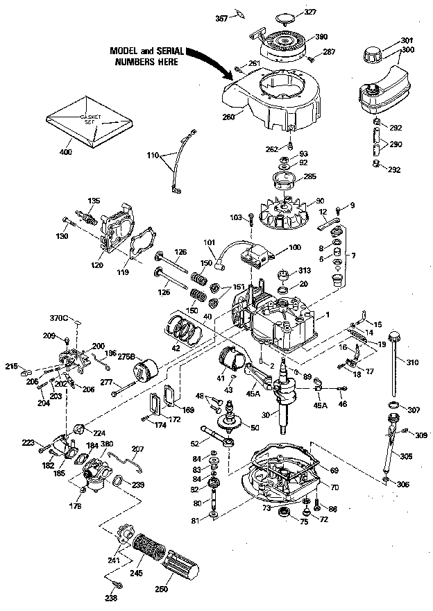 Replacement Parts Diagram and Parts List for 143414452  Craftsman Engine