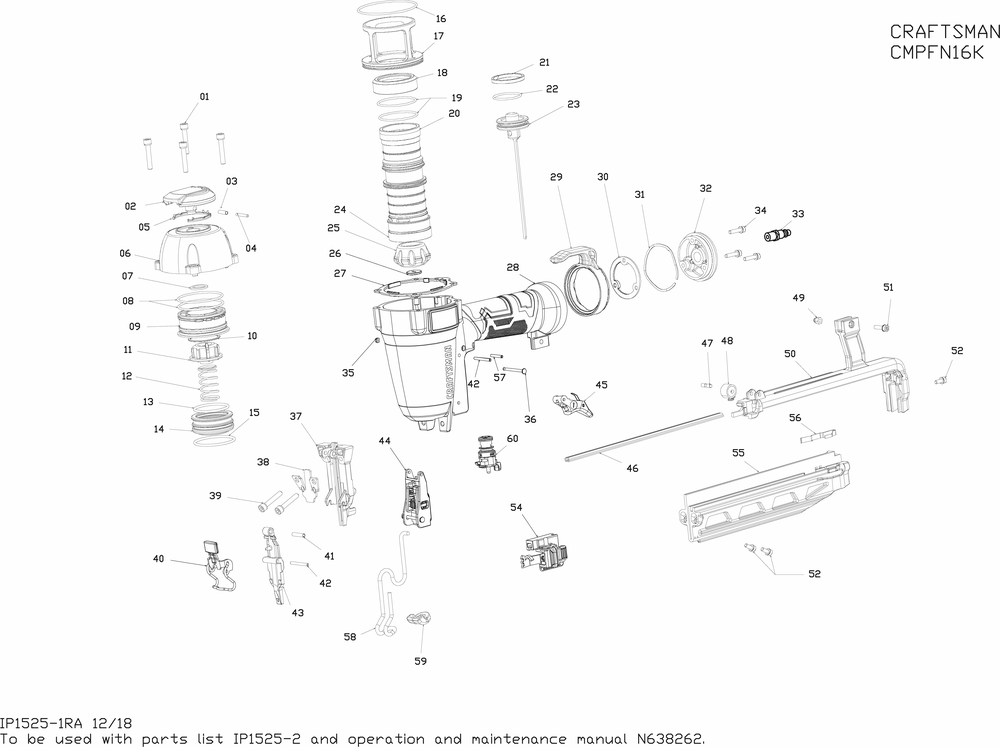 Diagram Diagram and Parts List for CMPFN16K Type 0 Craftsman Nailer