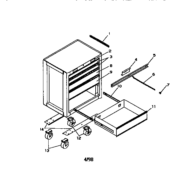 Unit Parts Diagram and Parts List for 706654640  Craftsman Tool Stand & Cart