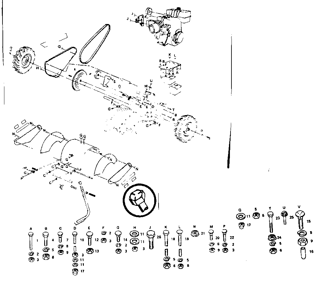 Main Frame Diagram and Parts List for 917299762  Craftsman Tiller