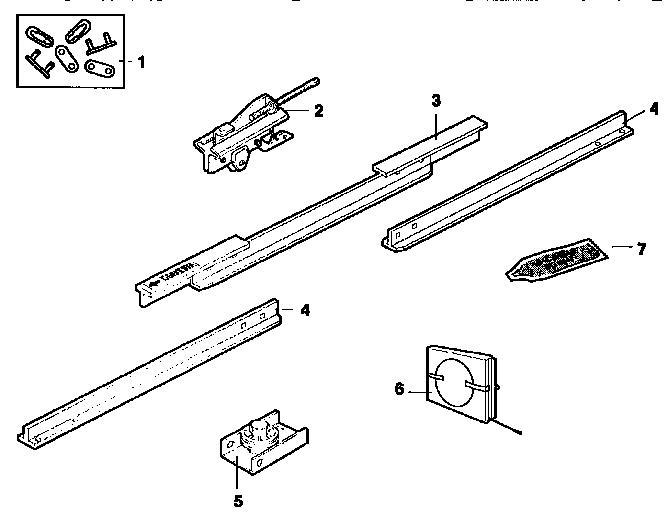 Rail Assembly Diagram and Parts List for 13953627SRT  Craftsman Garage Door Opener