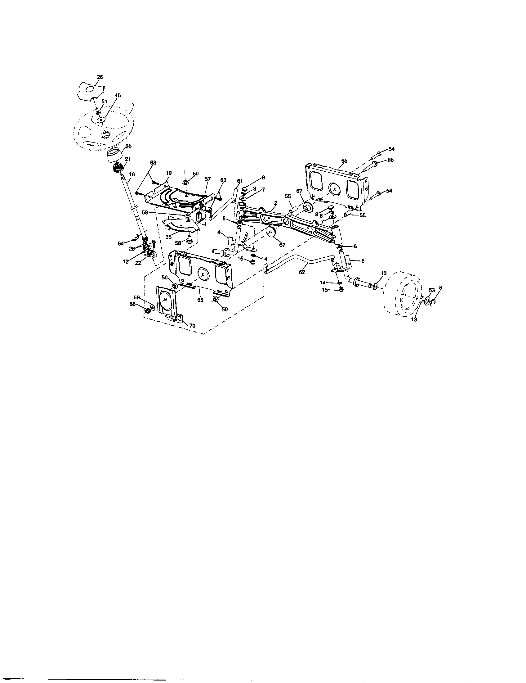Steering Diagram and Parts List for 917276864  Craftsman Lawn Tractor