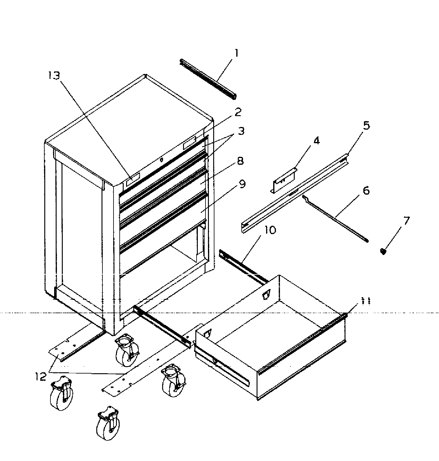Toolbox Diagram and Parts List for 706619274  Craftsman Tool Stand & Cart