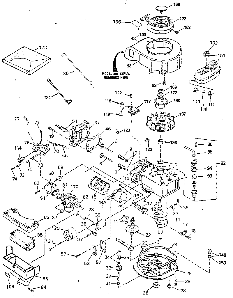 Engine Diagram and Parts List for 143384552  Craftsman Engine