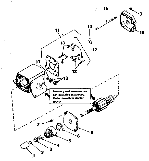 Starter Motor Diagram and Parts List for 143680012  Craftsman Engine