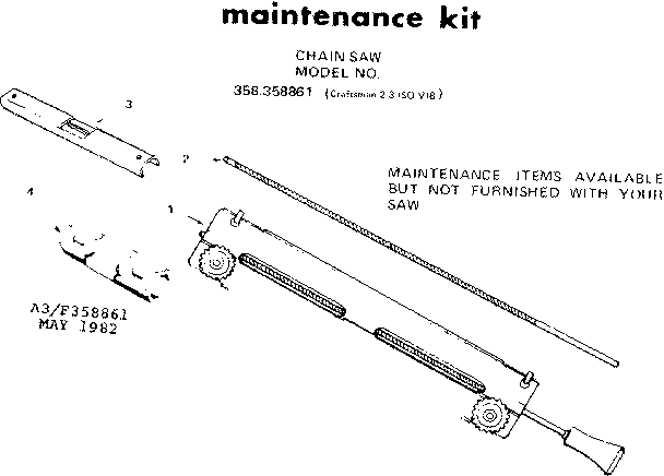 Maintenance Kit Diagram and Parts List for 358358861  Craftsman Chainsaw