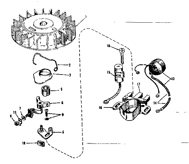 Magneto No. 610665 Diagram and Parts List for 143122212  Craftsman Engine