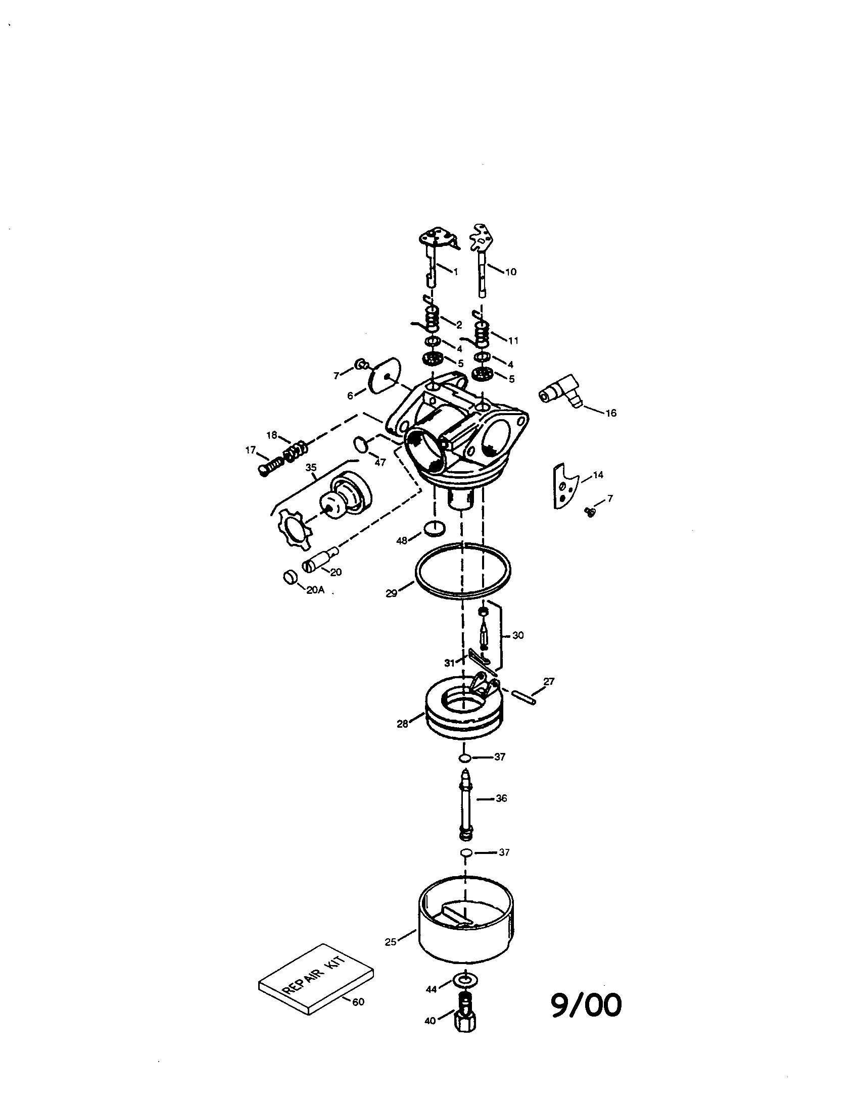 Carburetor 640278 Diagram and Parts List for 143014500  Craftsman Engine