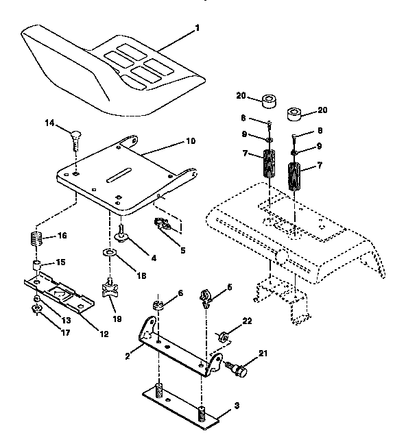 Seat Assembly Diagram and Parts List for 917257731  Craftsman Lawn Tractor