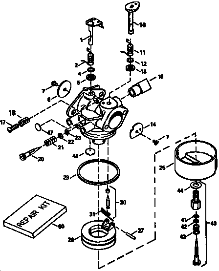 Carburetor 632691 (71/143) Diagram and Parts List for 143941004  Craftsman Engine