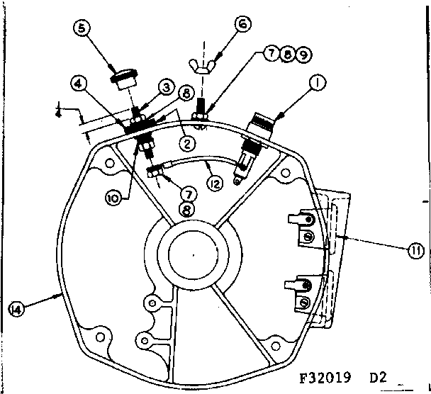 Rear Bearing Carrier Assem W/battery Charging Terminals Diagram and Parts List for 58057240  Craftsman Engine